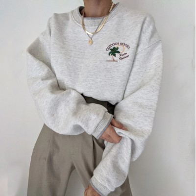 Casual Coconut Embroidered Sweatshirt