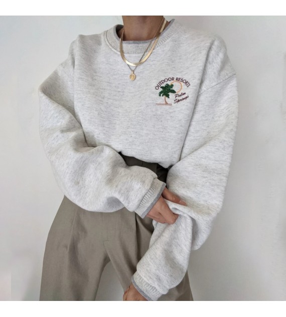 Casual Coconut Embroidered Sweatshirt